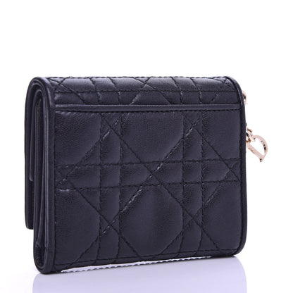 Christian Dior Lambskin Cannage Lady Dior Lotus Wallet Black 3 of 9