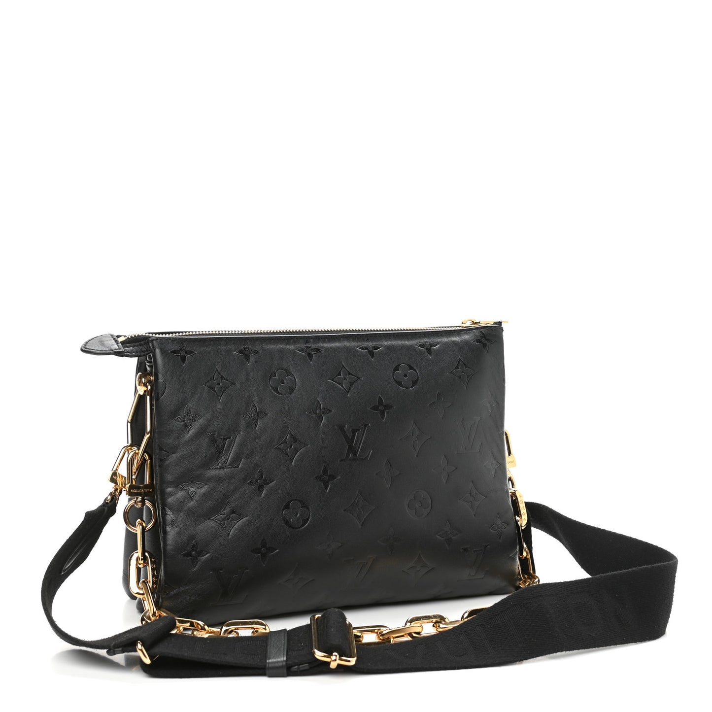 Lambskin Embossed Monogram Coussin PM Black