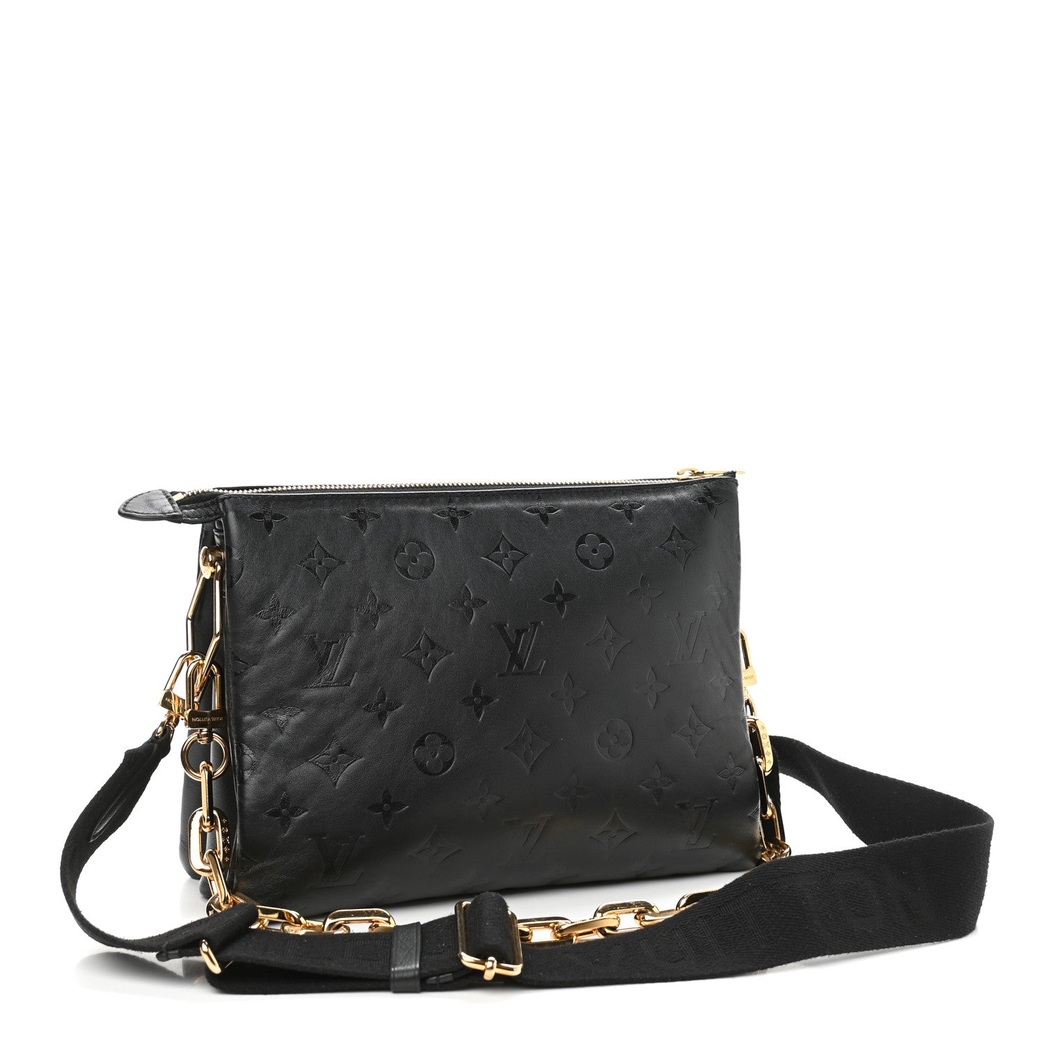 Louis Vuitton Lambskin Embossed Monogram Coussin PM Black 3 of 10