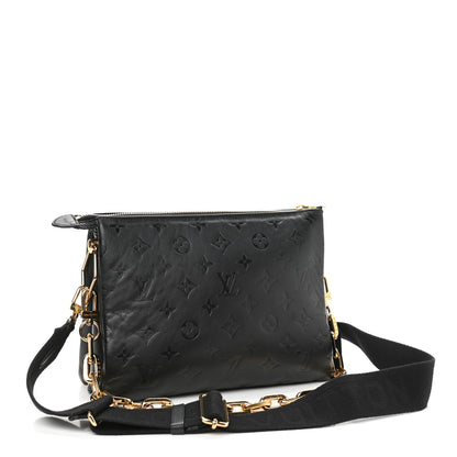 Louis Vuitton Lambskin Embossed Monogram Coussin PM Black 3 of 10