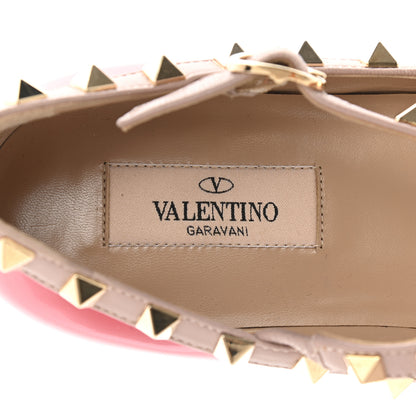 Valentino Garavani Patent Nappa Rockstud Cage Ballerina Flats 37 Red Poudre 7 of 8