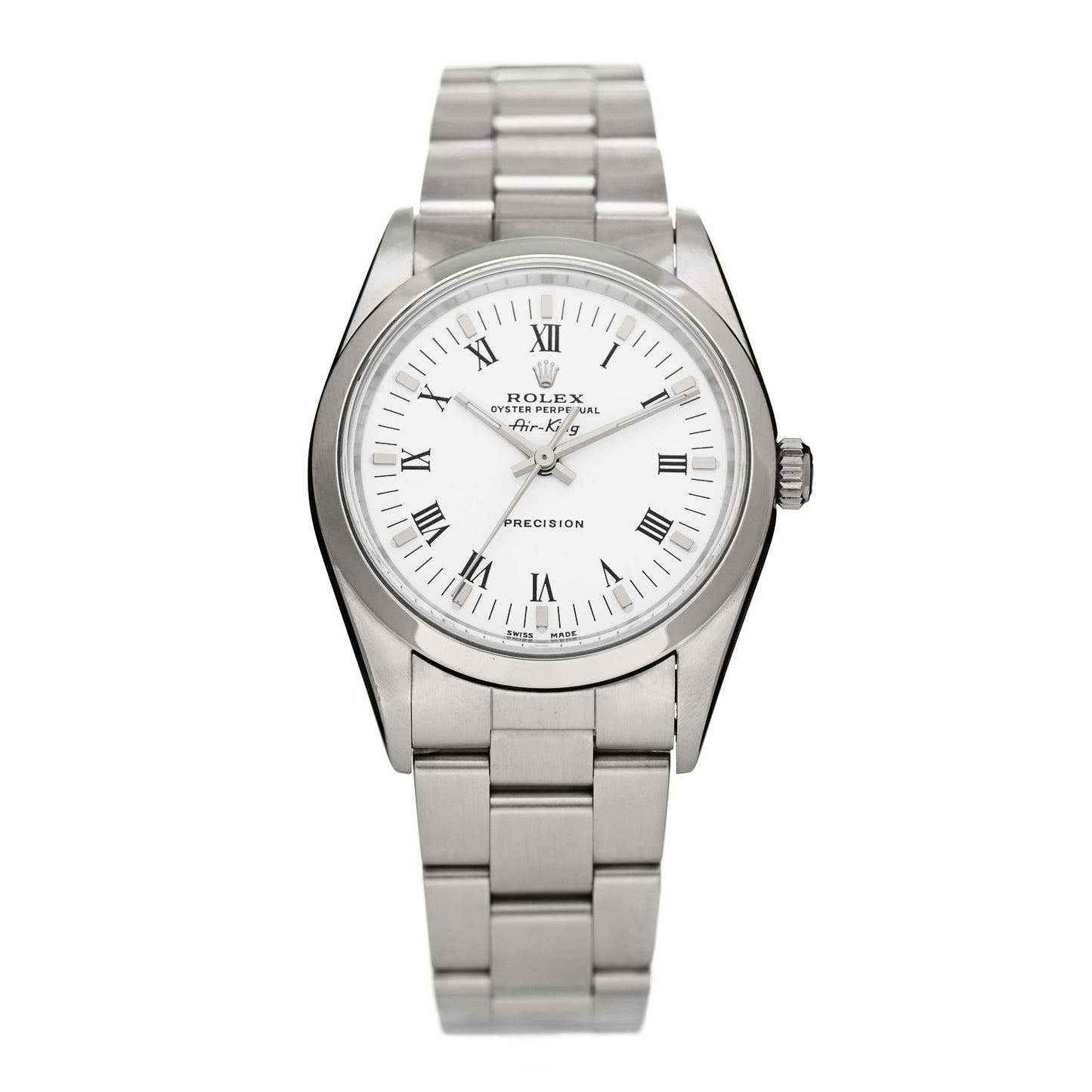 Stainless Steel 34mm Oyster Perpetual Air-King Watch White Roman 14000
