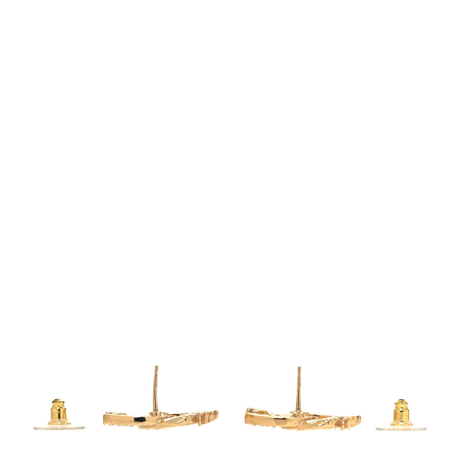Chanel Textured Metal Crystal CC Dragon Earrings Gold 3 of 5