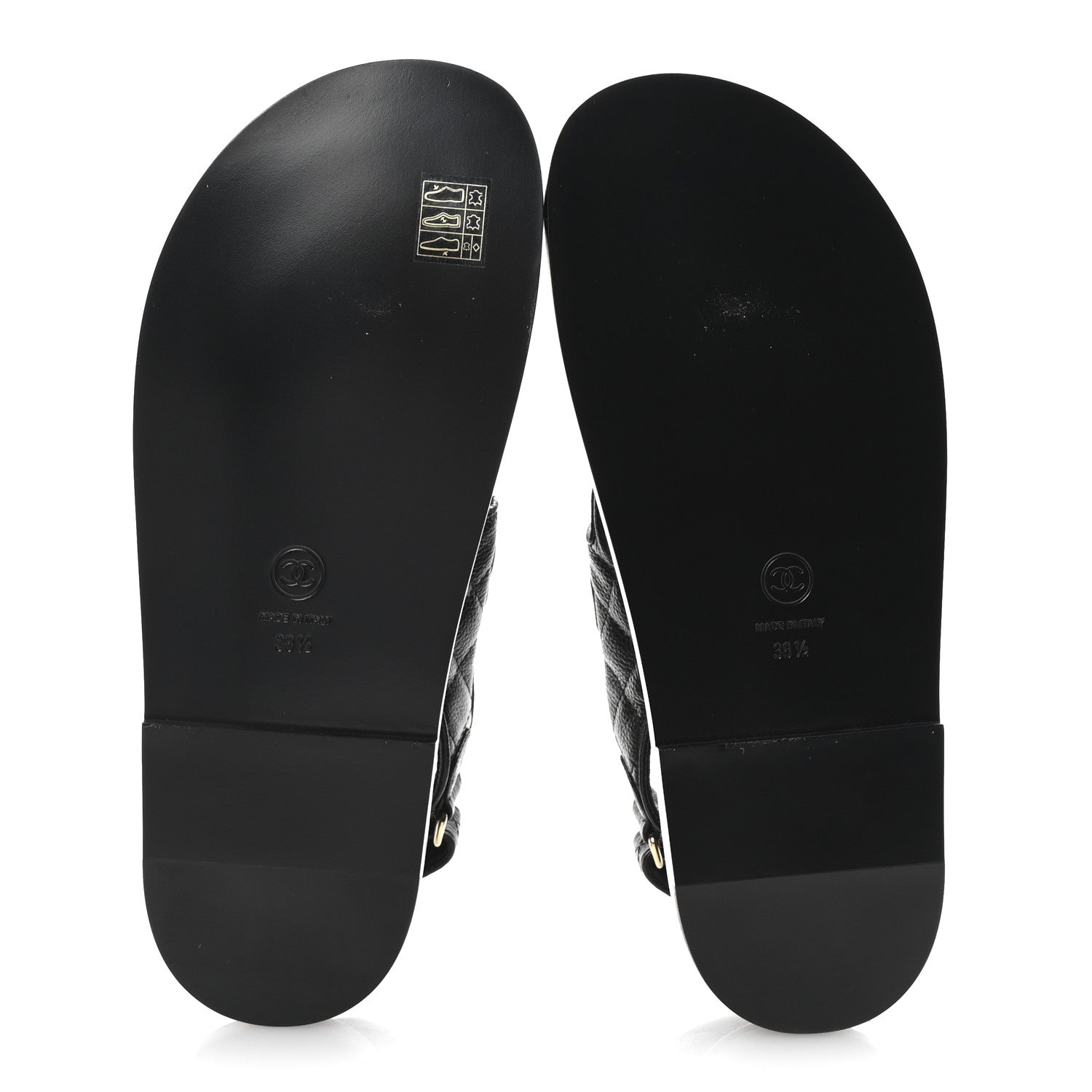 Chanel Grained Calfskin Velcro Dad Sandals 38.5 Black 6 of 10