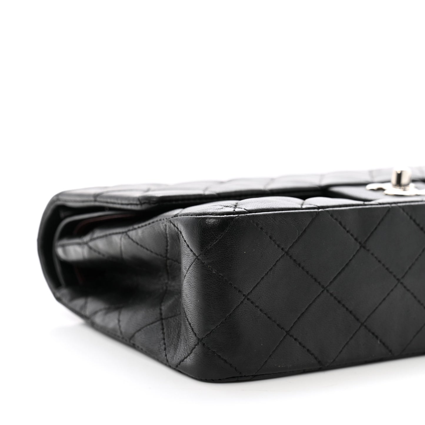 Lambskin Quilted Medium Double Flap Black