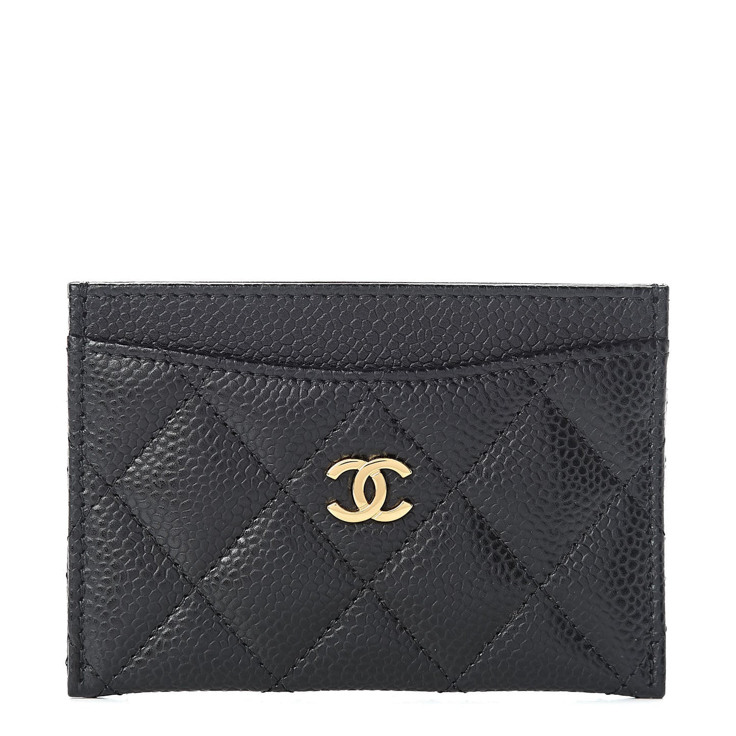 Caviar Quilted Card Holder Black