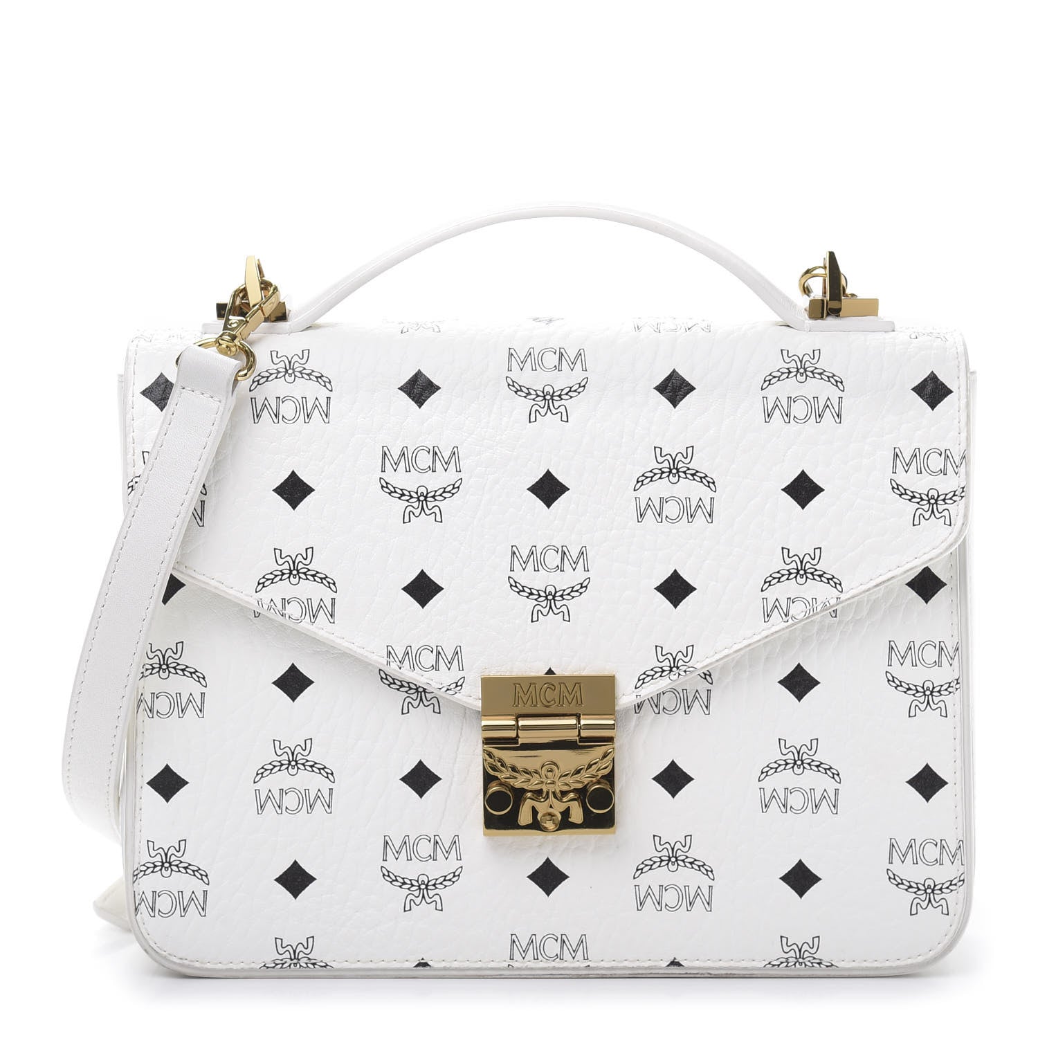 MCM Visetos Medium Patricia Satchel White 1 of 10