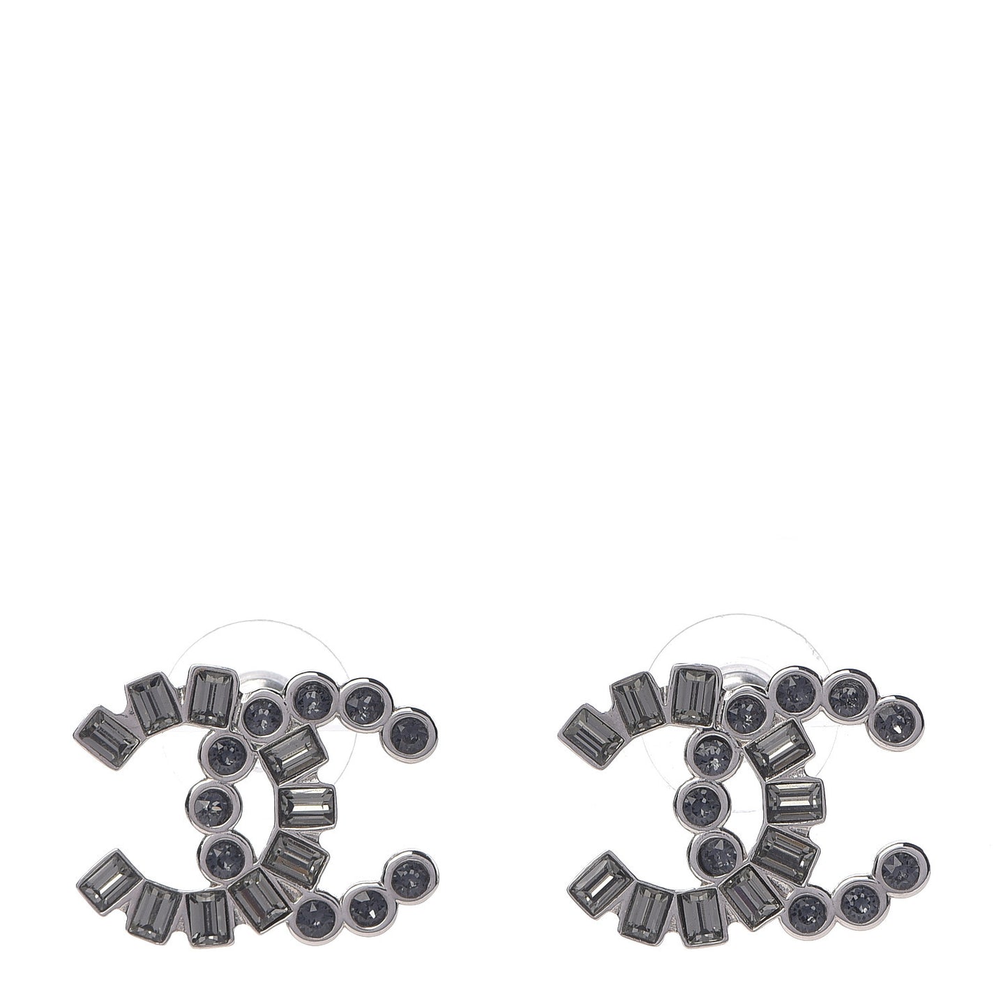 Baguette Crystal CC Earrings Silver