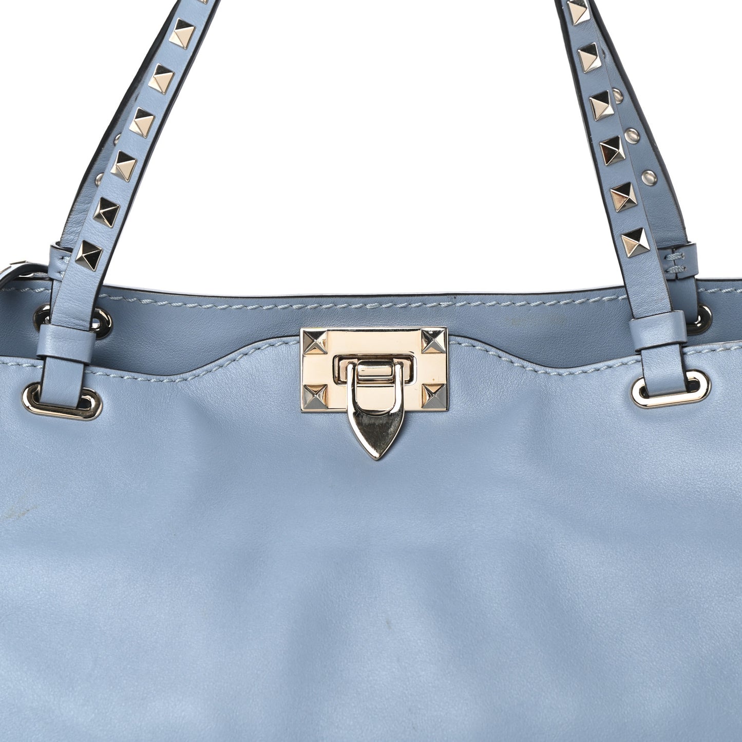 Vitello Medium Rockstud Tote Light Stone