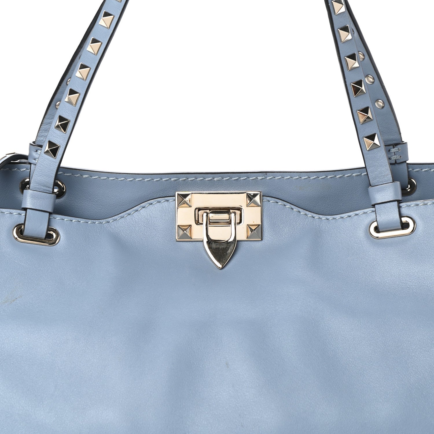Valentino Garavani Vitello Medium Rockstud Tote Light Stone 7 of 9