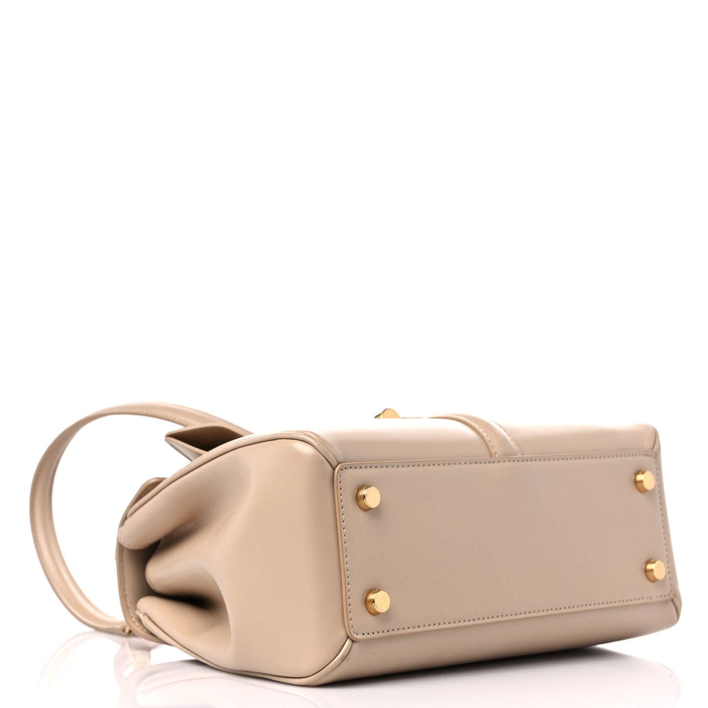 Satinated Calfskin Small 16 Top Handle Bag White