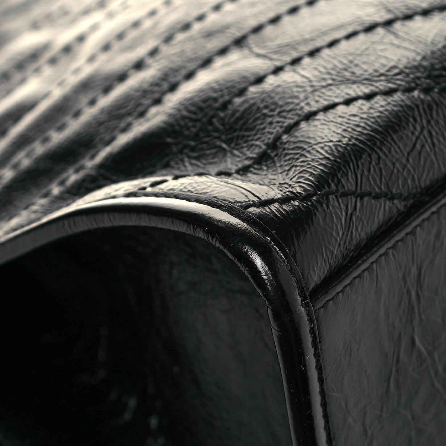 Crinkled Calfskin Matelasse Monogram Medium Niki Shopper Tote Black