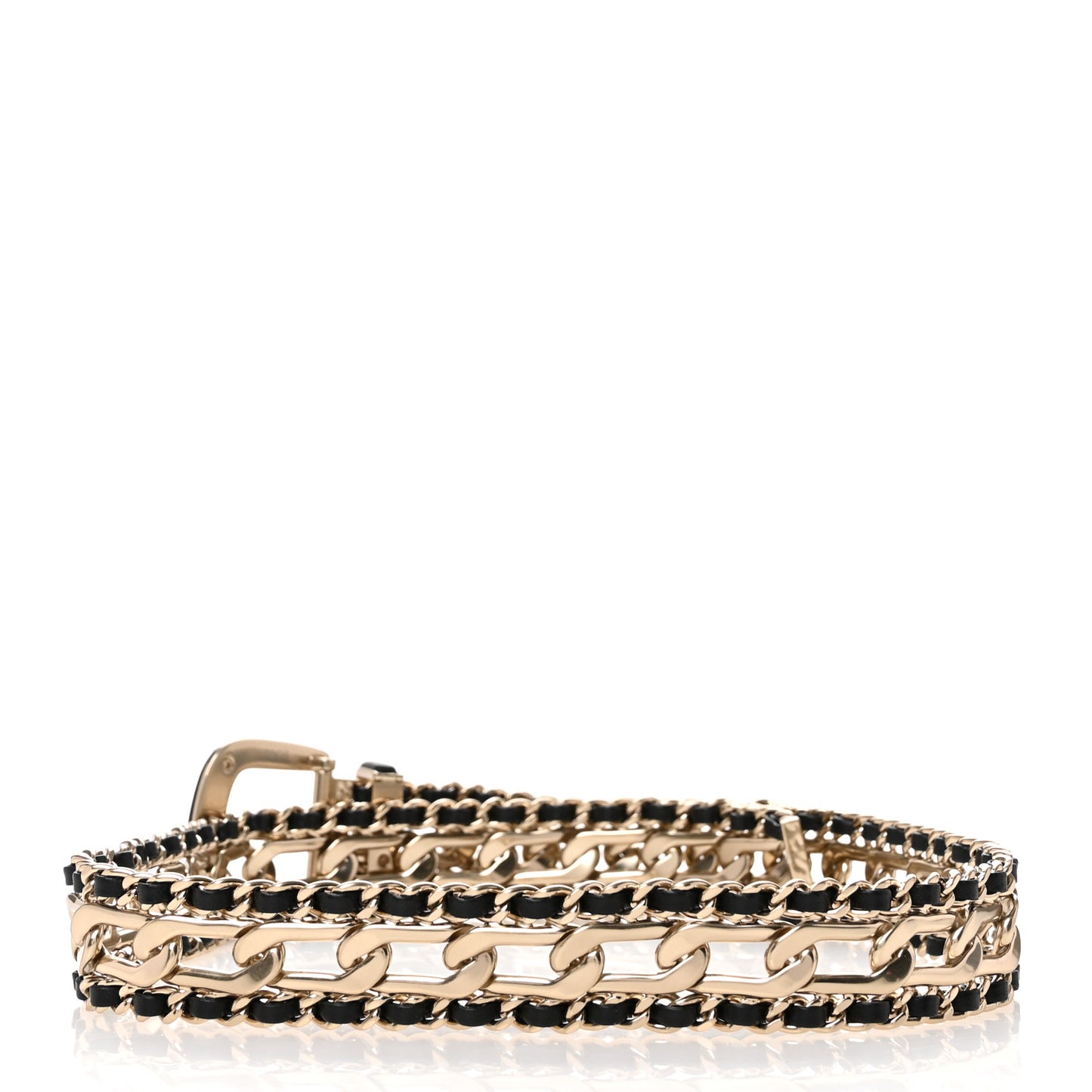 Calfskin Lambskin Metal Chain Belt 70 28 Black