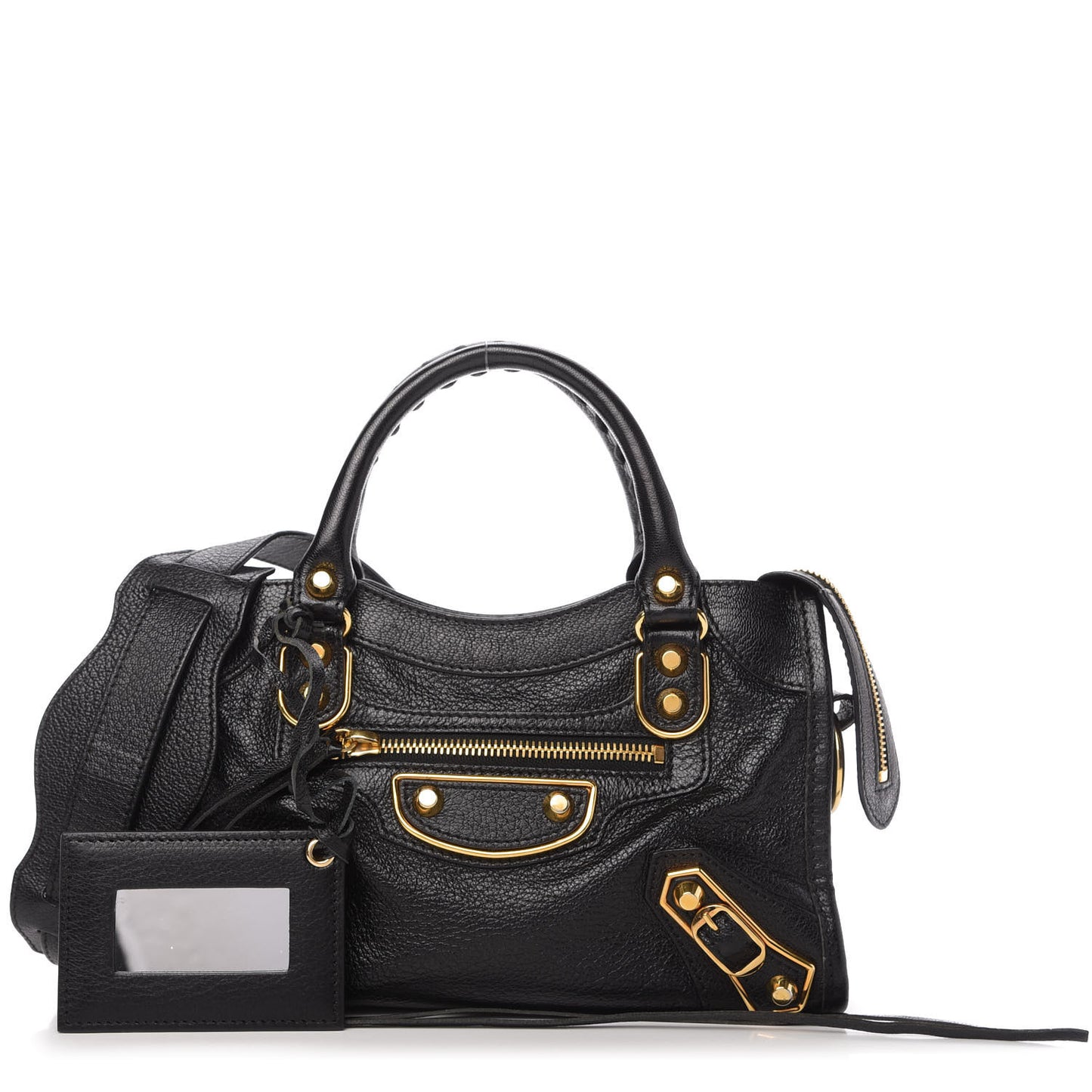 Chevre Gold Metallic Edge Hardware Mini City Black