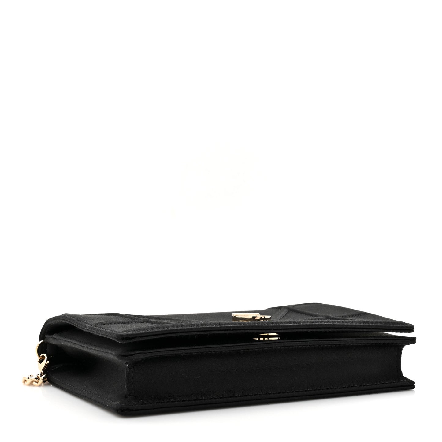 Satin Diorama Wallet on Chain Pouch Black