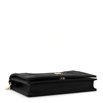 Christian Dior Satin Diorama Wallet on Chain Pouch Black 4 of 10