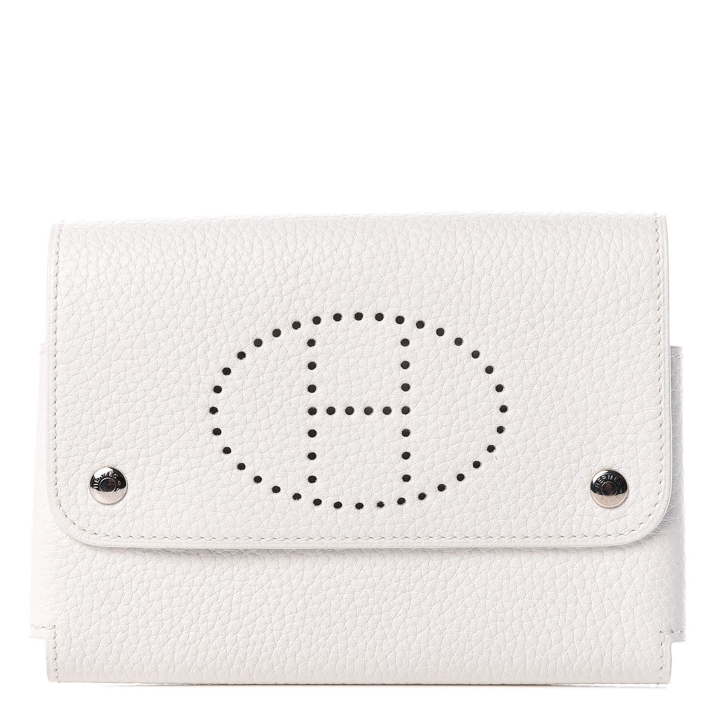 Hermes Taurillon Clemence Mises et Relances Playing Cards Holder White 1 of 7