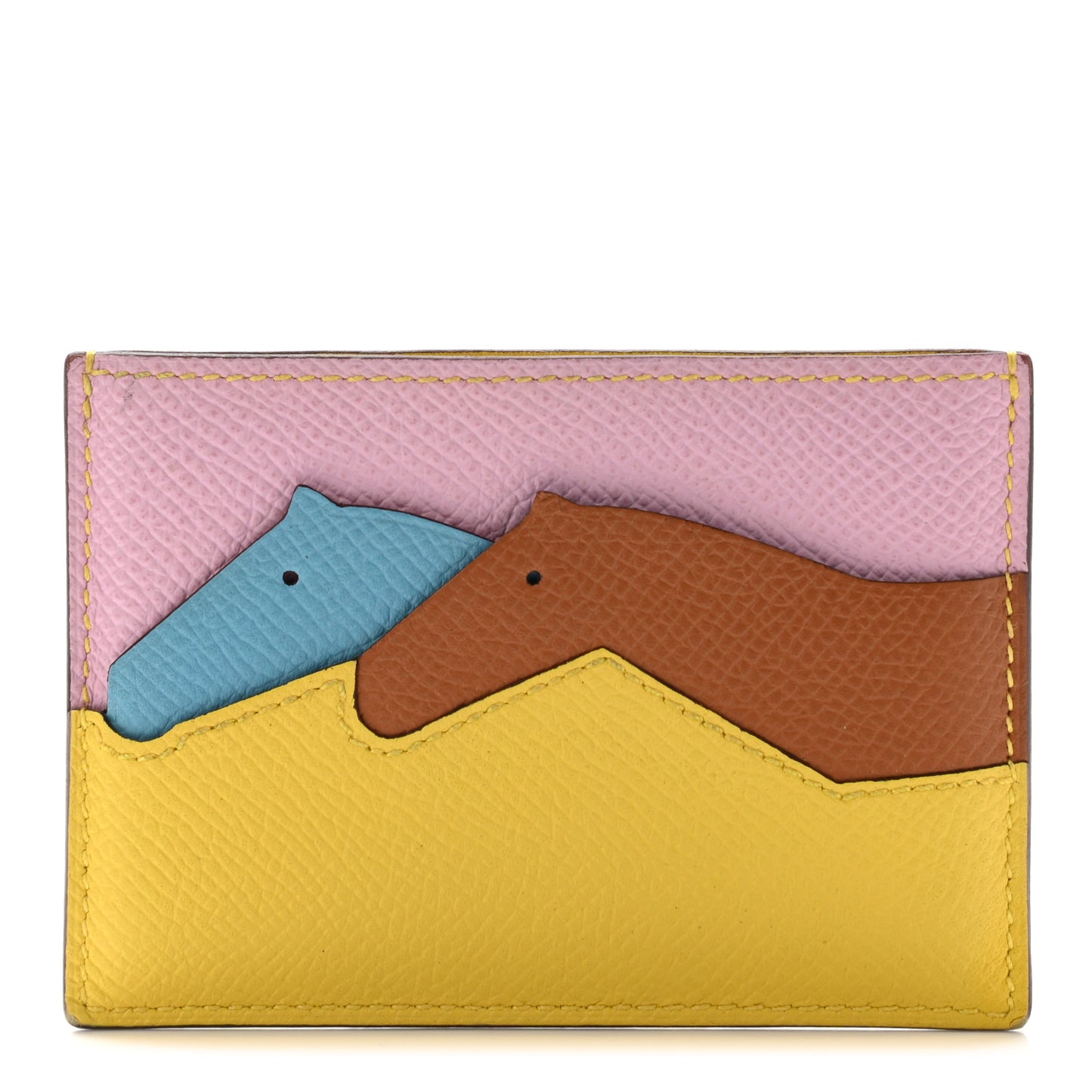 Epsom Les Petits Chevaux Card Holder Jaune De Naples Mauve Sylvestre Gold Bleu Du Nord