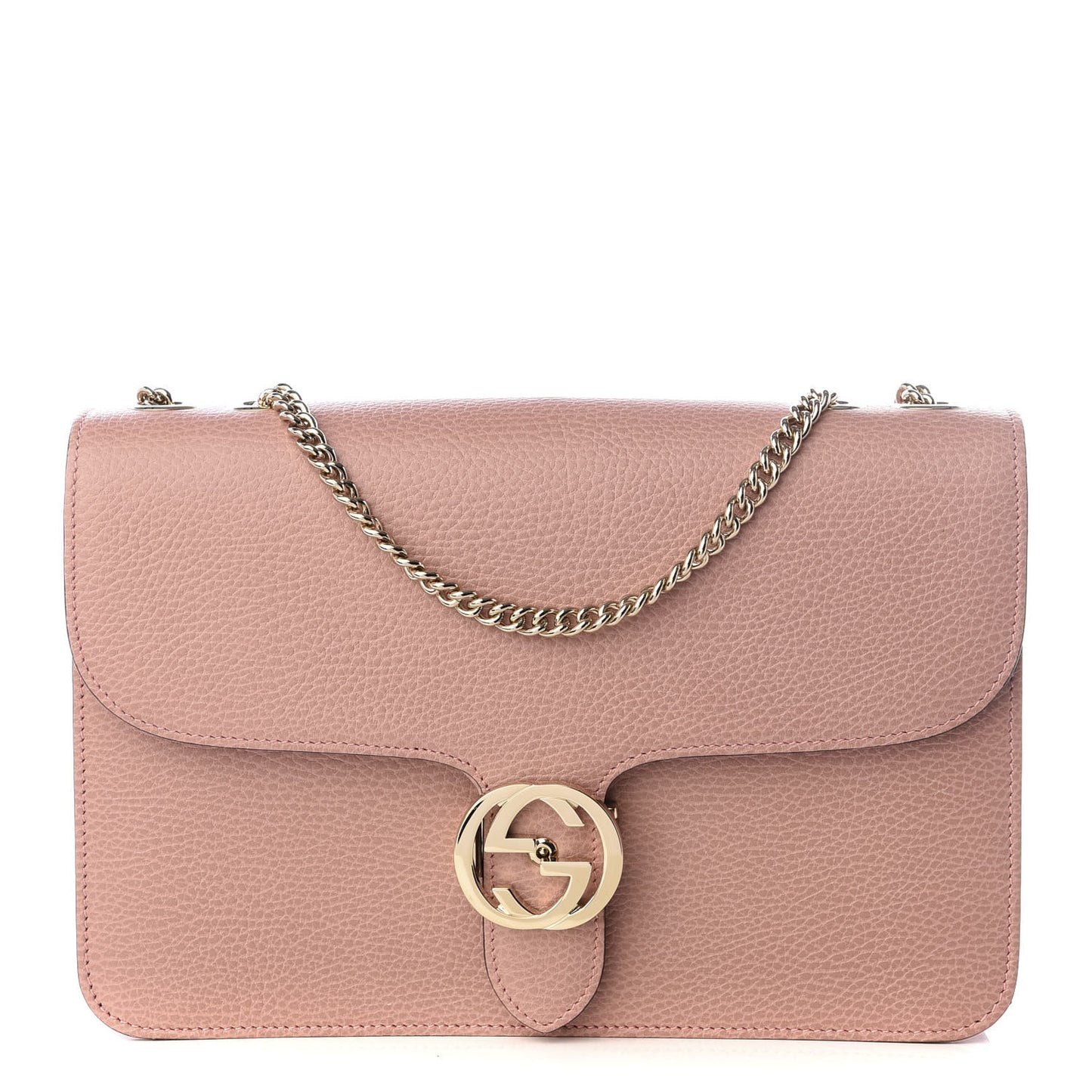 Dollar Calfskin Interlocking G Shoulder Bag Soft Pink