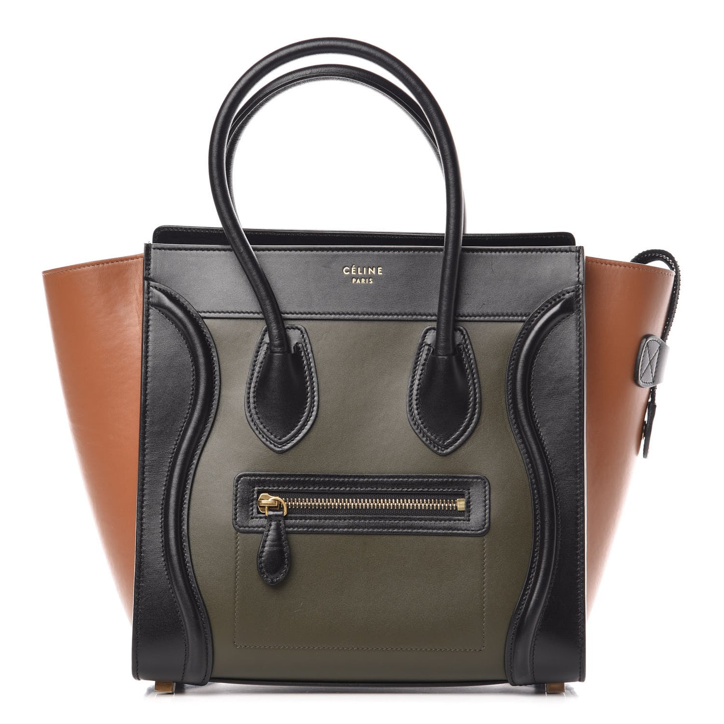 Smooth Calfskin Micro Tri-Color Luggage Khaki