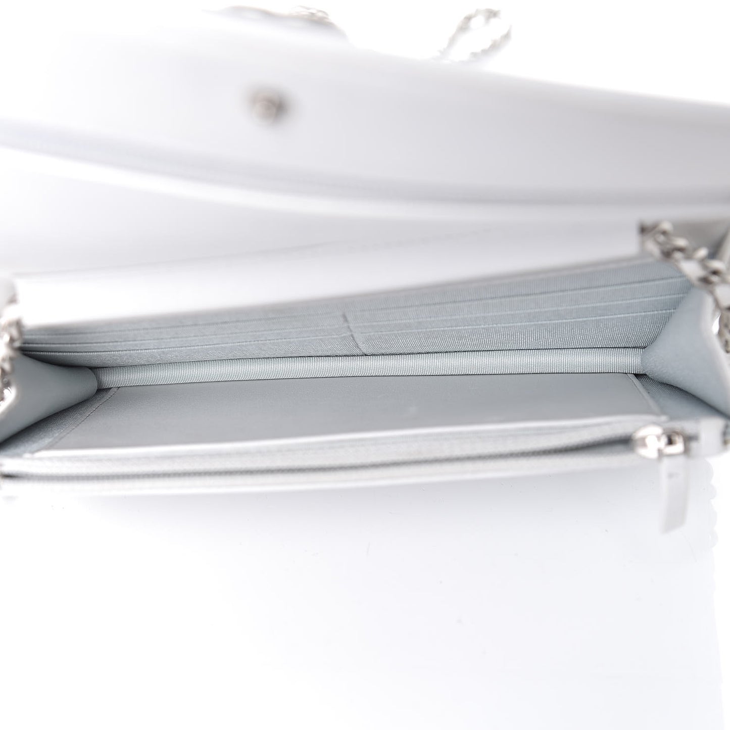 Metallic Galuchat Stingray Lambskin Boy Wallet On Chain WOC Silver
