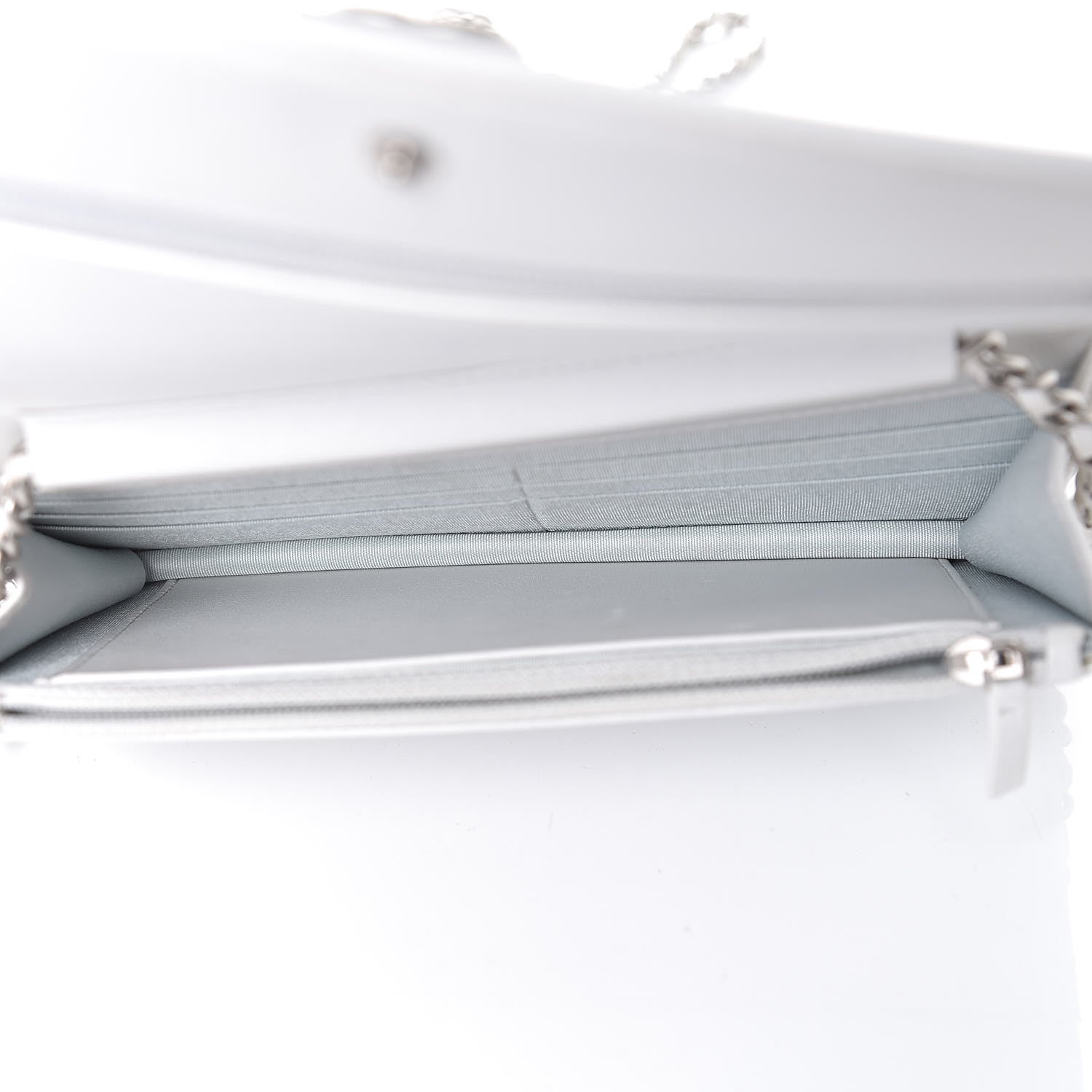 Chanel Metallic Galuchat Stingray Lambskin Boy Wallet On Chain WOC Silver 5 of 12