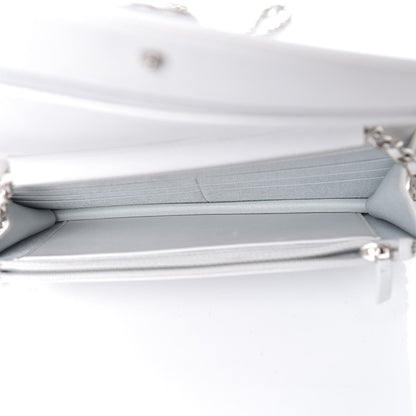Chanel Metallic Galuchat Stingray Lambskin Boy Wallet On Chain WOC Silver 5 of 12