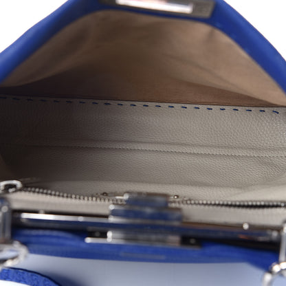 Fendi Cuoio Romano Selleria Bi-Color Medium Peekaboo Iconic Satchel Blue Neon Latte 6 of 12