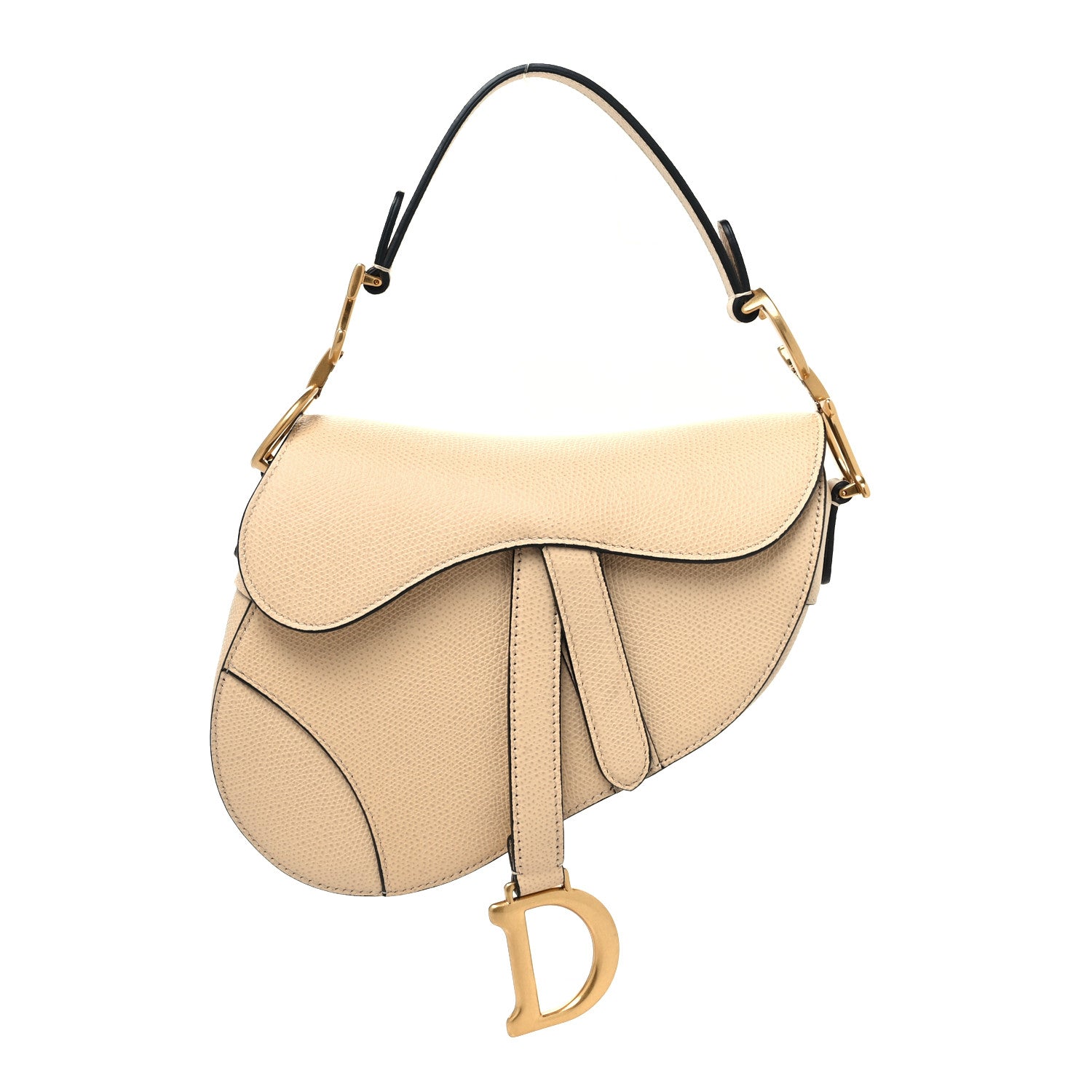 Christian Dior Grained Calfskin Mini Saddle Bag Beige 1 of 9