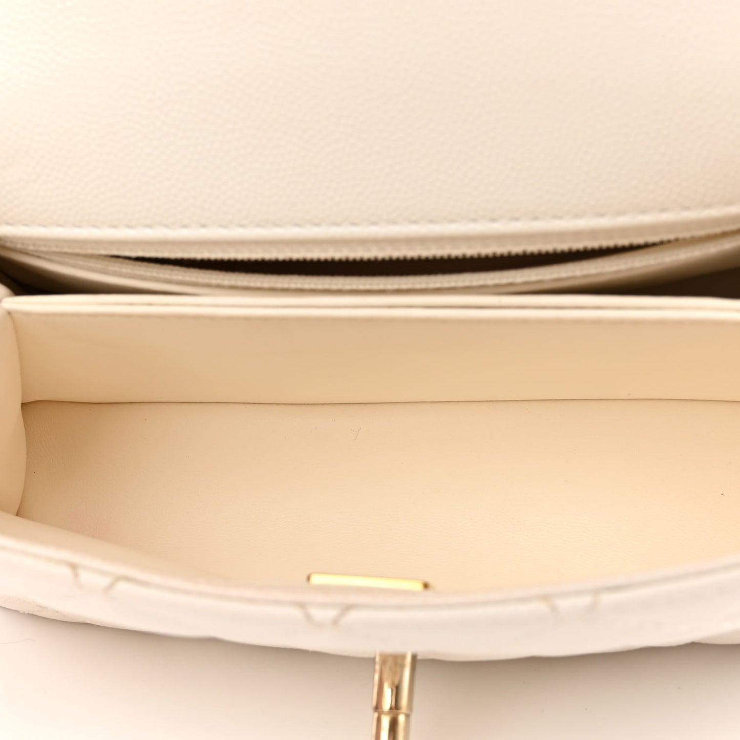 Caviar Quilted Mini Coco Handle Flap White