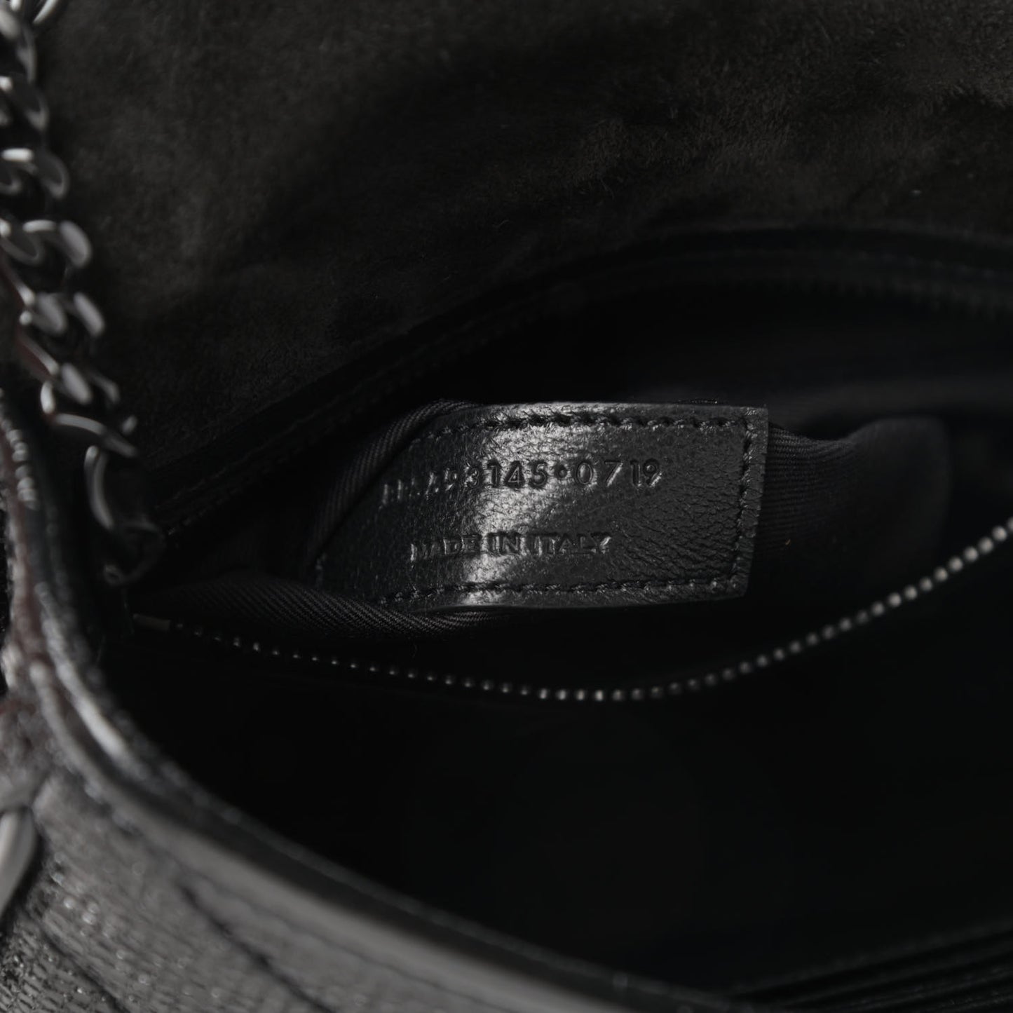 Metallic Cracked Calfskin Monogram Niki Chain Wallet Black