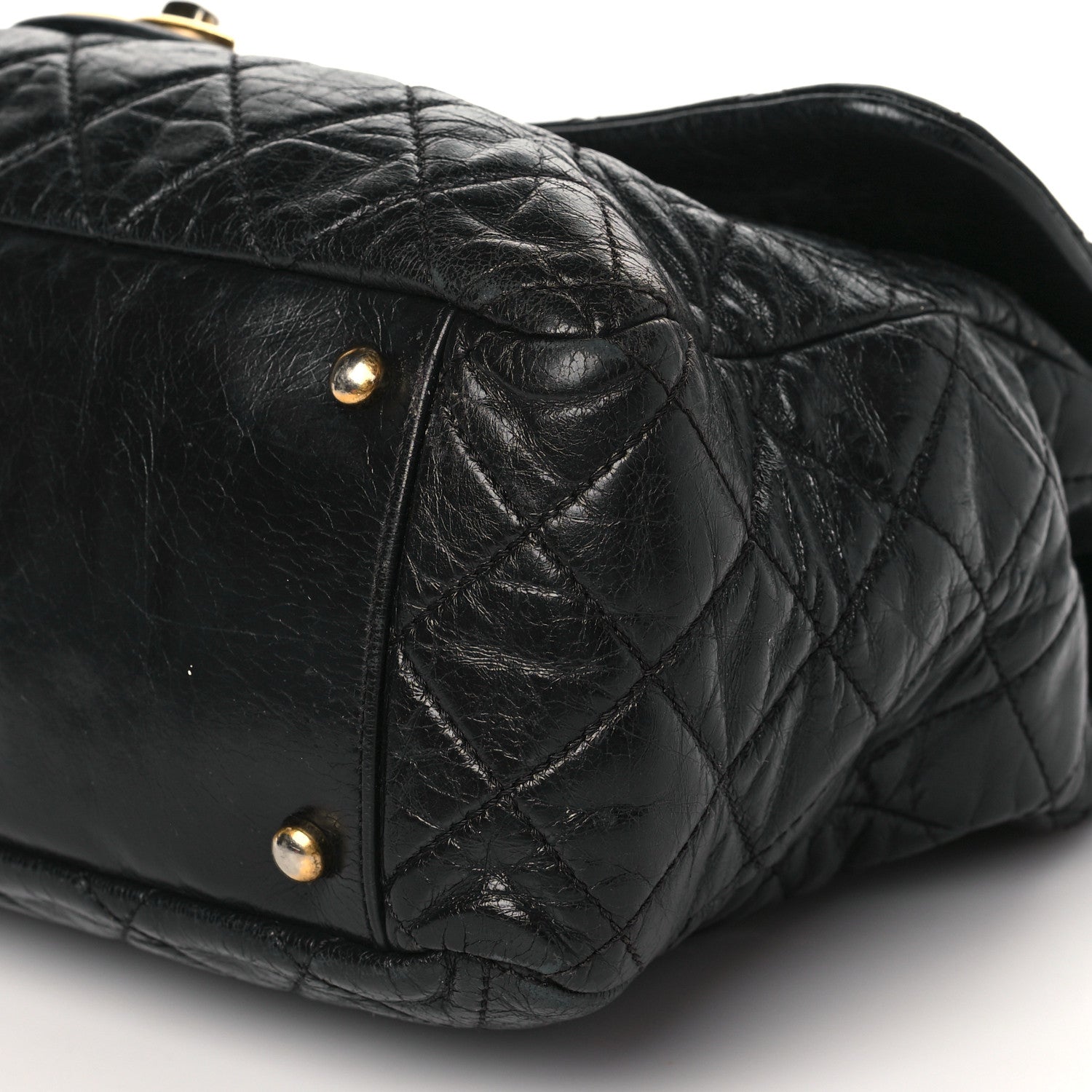 Chanel Glazed Calfskin Castle Rock Large Flap Black Burgundy 9 of 11