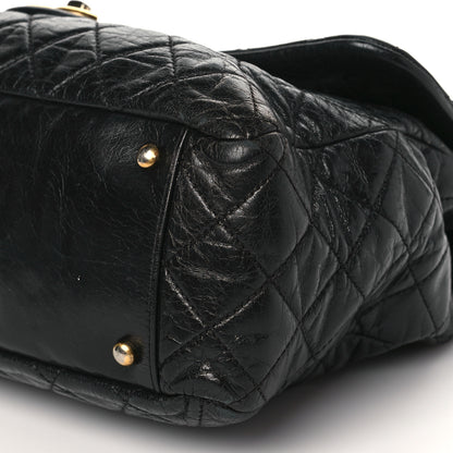 Chanel Glazed Calfskin Castle Rock Large Flap Black Burgundy 9 of 11