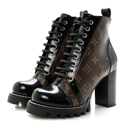 Louis Vuitton Patent Calfskin Monogram Star Trail Ankle Boots 38 Black 4 of 8