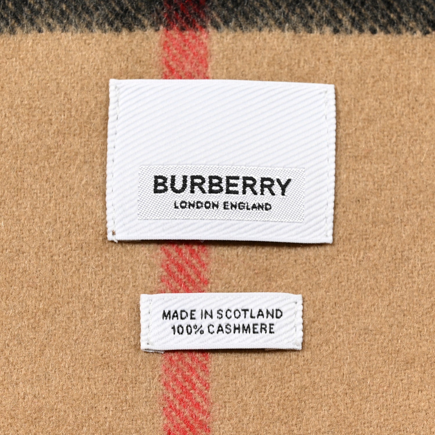 Burberry Cashmere Giant Check Fringe Scarf Camel 3 of 4