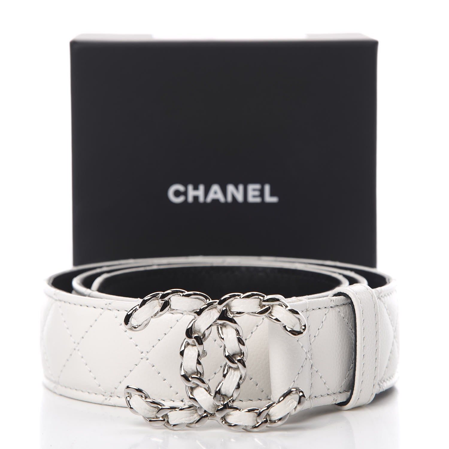Chanel Caviar Quilted CC Chain Belt 75 30 White 8 of 8