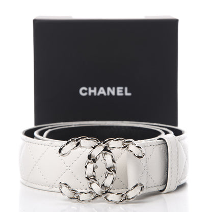 Chanel Caviar Quilted CC Chain Belt 75 30 White 8 of 8