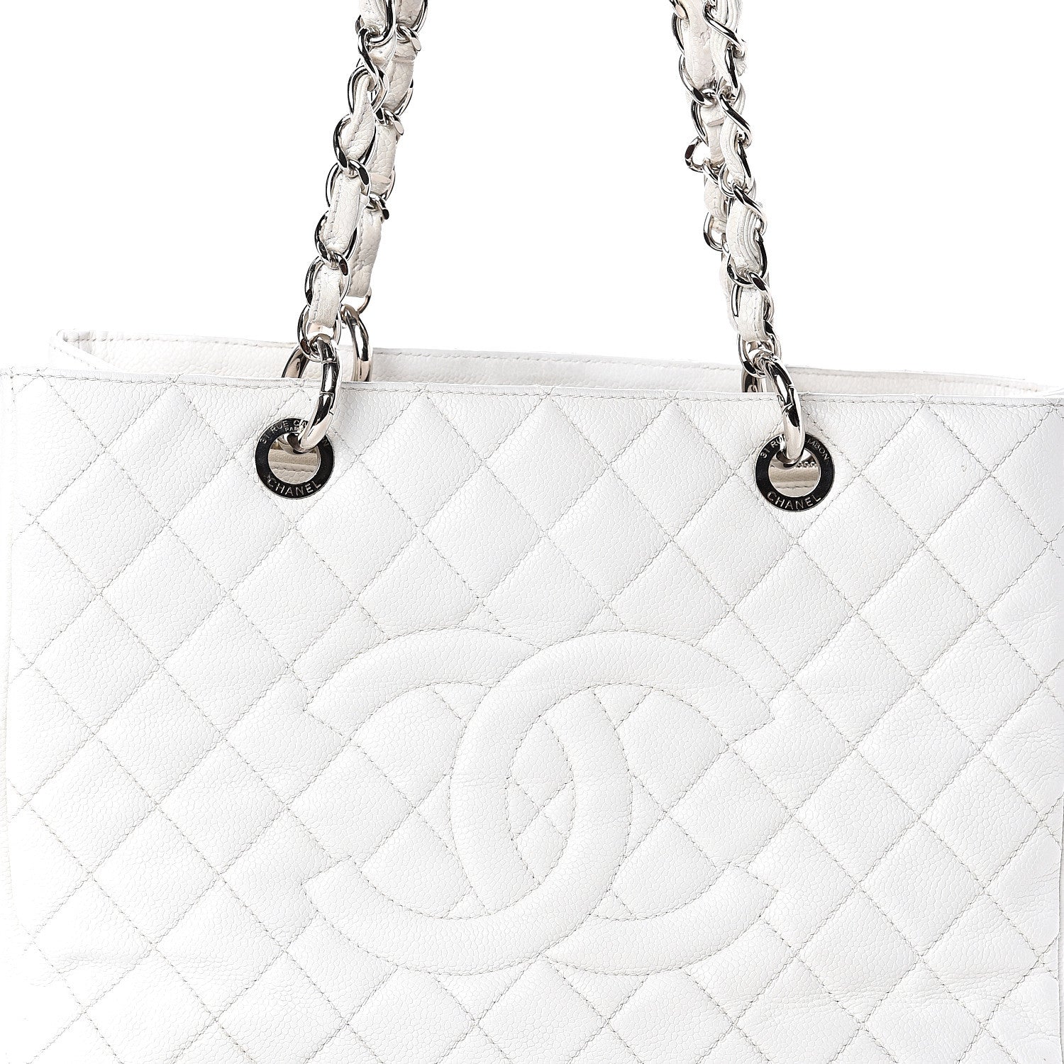 Chanel Caviar Quilted Grand Shopping Tote GST White 9 of 11