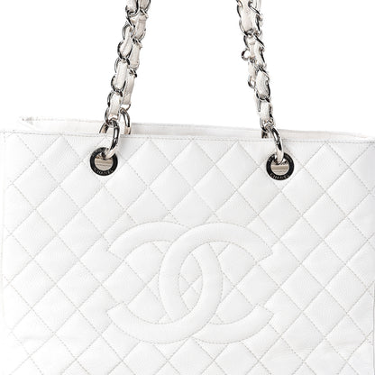 Chanel Caviar Quilted Grand Shopping Tote GST White 9 of 11