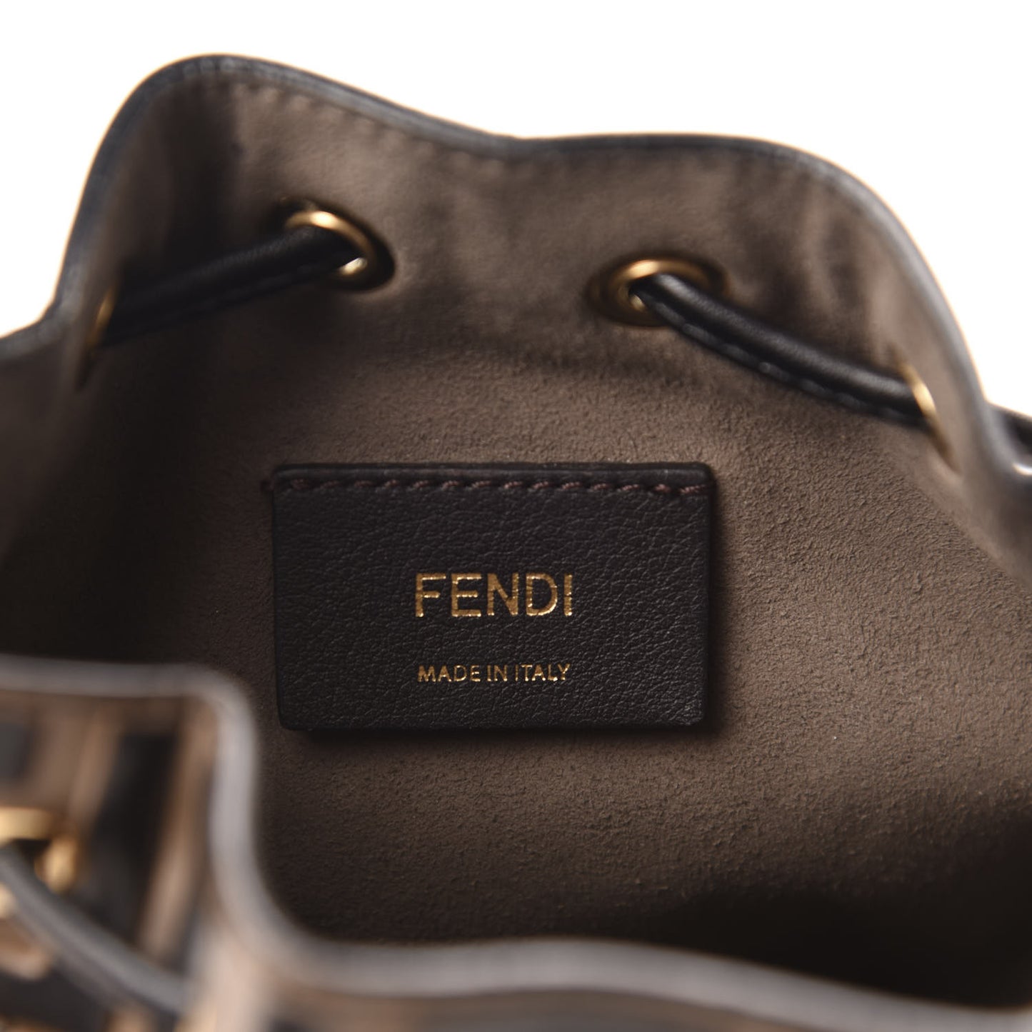 Vitello Liberty F is Fendi Bi-Color FF 1974 Embossed Mini Mon Tresor Bucket Bag Maya Black