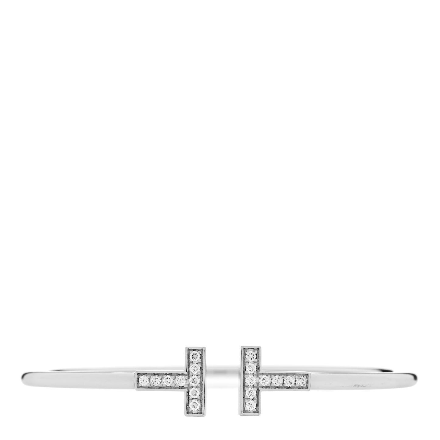 18K White Gold Diamond T Wire Bracelet