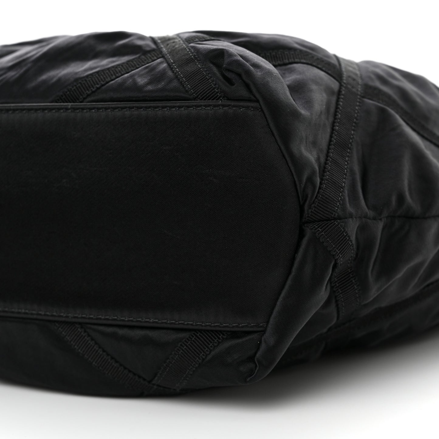 Nylon Grosgrain Quilted Lifestyle Shopping Tote Black