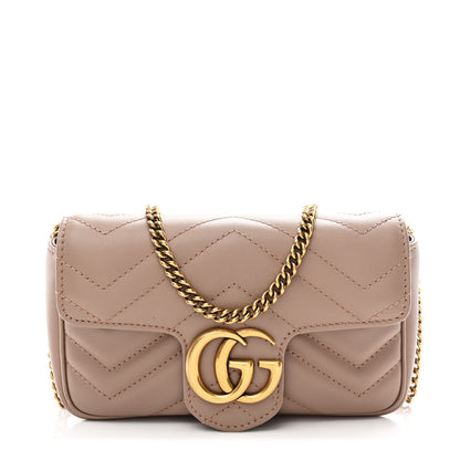 Gucci Calfskin Matelasse Super Mini GG Marmont Shoulder Bag Porcelain Rose 1 of 10