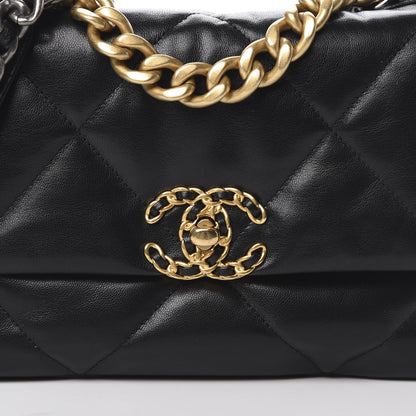 Chanel Goatskin Quilted Medium 19 Flap Black 8 of 11