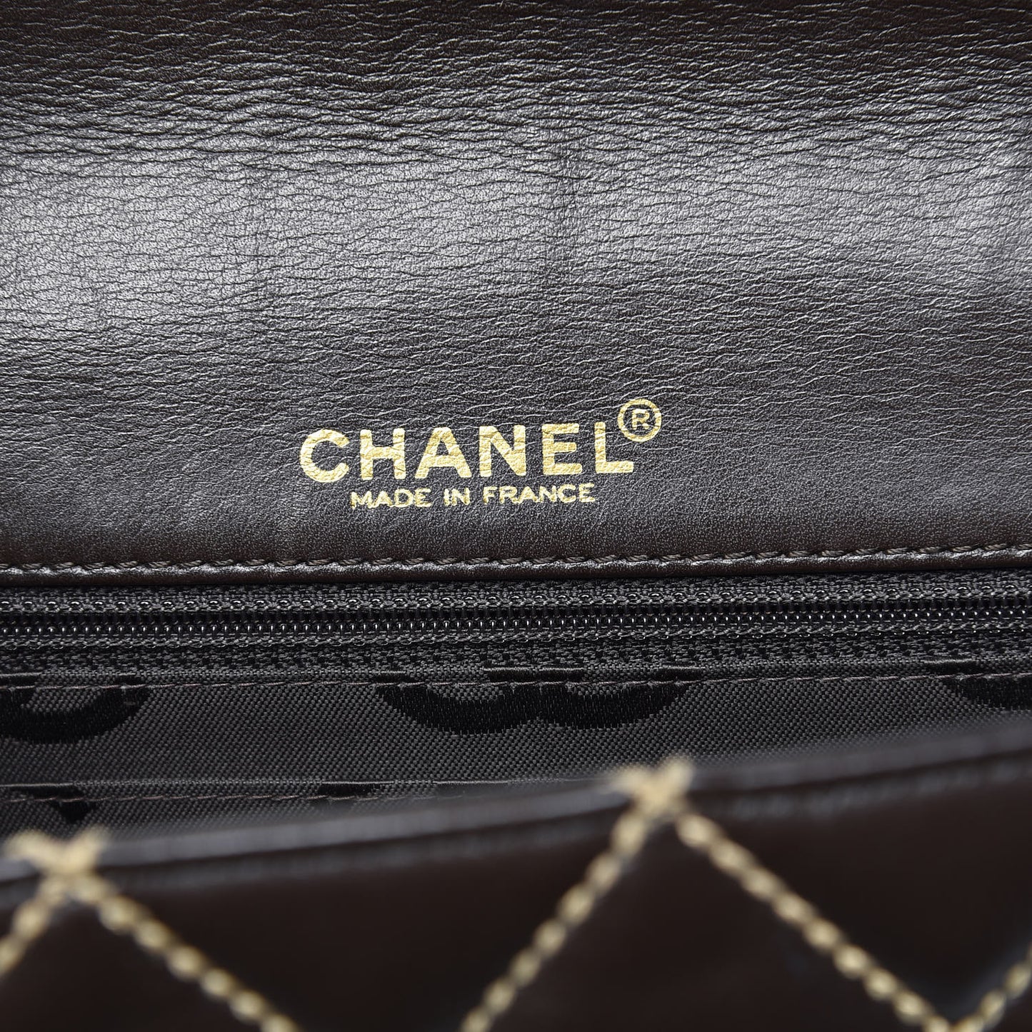 Calfskin Quilted Medium Wild Stitch Flap Brown