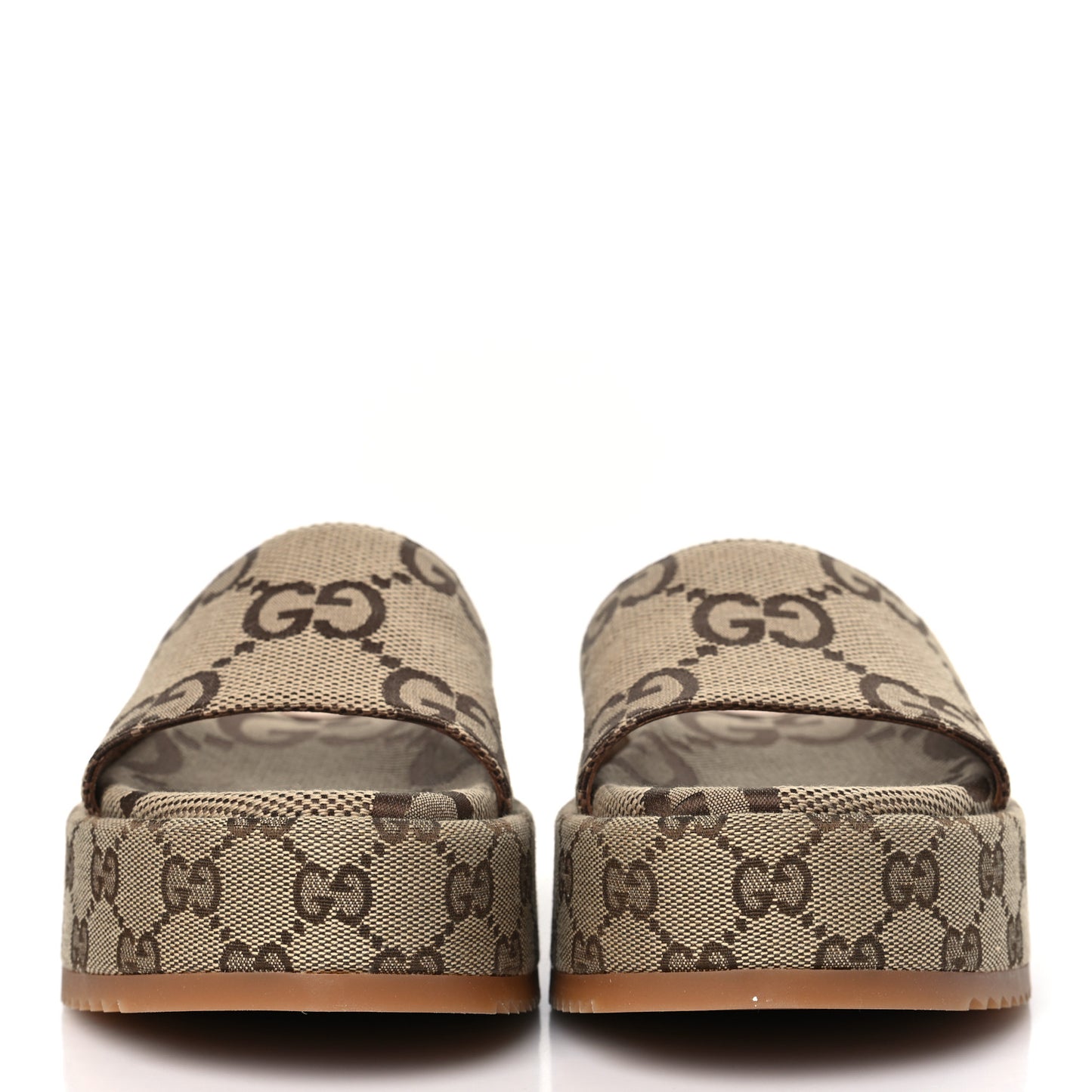 Monogram Maxi GG Angelina Platform 55mm Slide Sandals 39 Camel Ebony