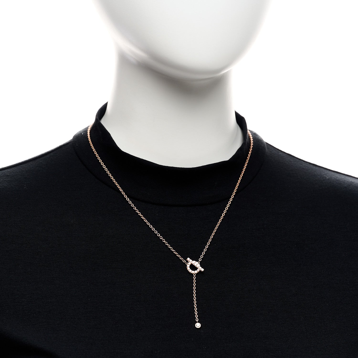 Hermes 18K Rose Gold Diamond Finesse Lariat Necklace 2 of 6
