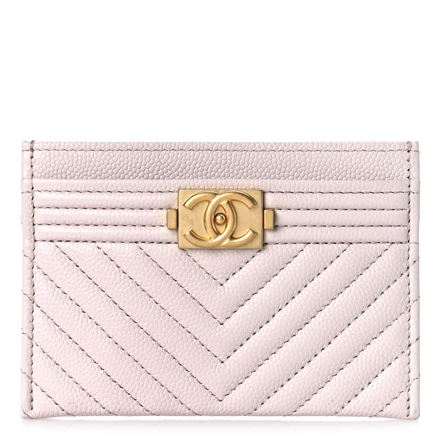Caviar Quilted Chevron Boy Card Holder Light Purple