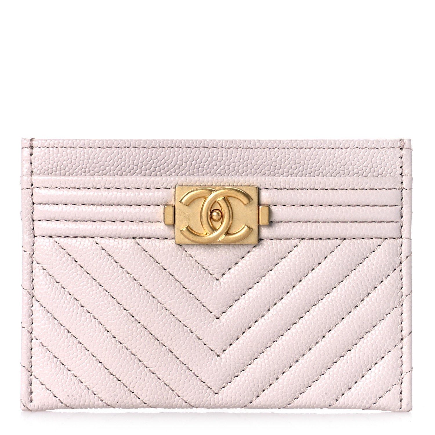 Chanel Caviar Quilted Chevron Boy Card Holder Light Purple 1 of 11