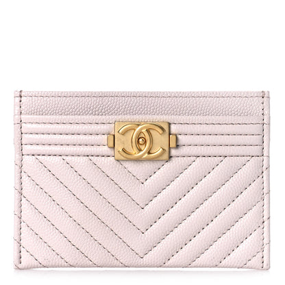 Chanel Caviar Quilted Chevron Boy Card Holder Light Purple 1 of 11